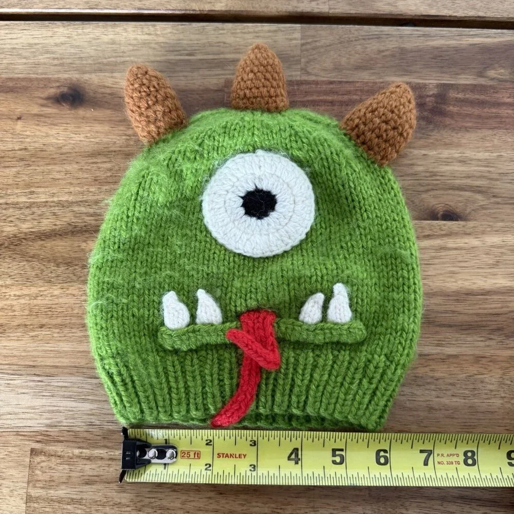 Andes Gifts Monster Mike Wazowski Looking Hat Hood Knit Acrylic Alpaca Kids READ